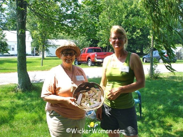 Cathryn with willow basketmaking teacher Anne Metta Hjornholm