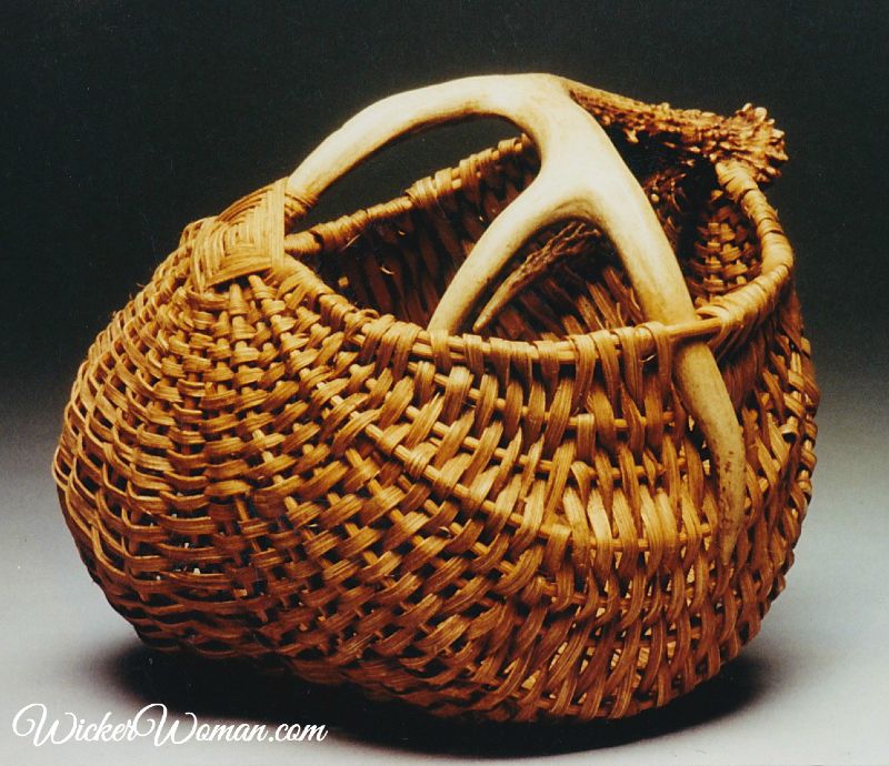 "First Attempt" was the first original design deer antler basket that Cathryn Peters created in 1990.