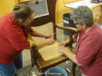 Cathryn teaching chair caning class