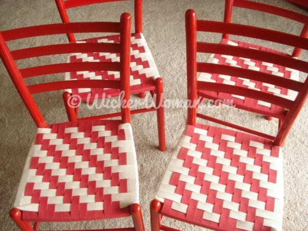 Shaker tape woven in twill pattern on Gio Pointi-style chair set