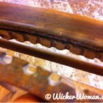 Wooden framework of hole cane rocker has broken through the holes because installed too tightly.