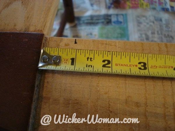 Measure length of back and front rails. Divide that in half and then measure out from both corners on front rail. Mark to make same length as back rail.