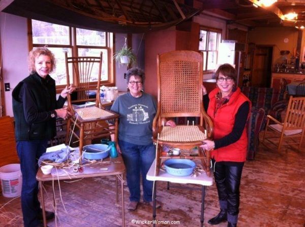 Cathryn and her North House Folk School Chair Caning Students 2014