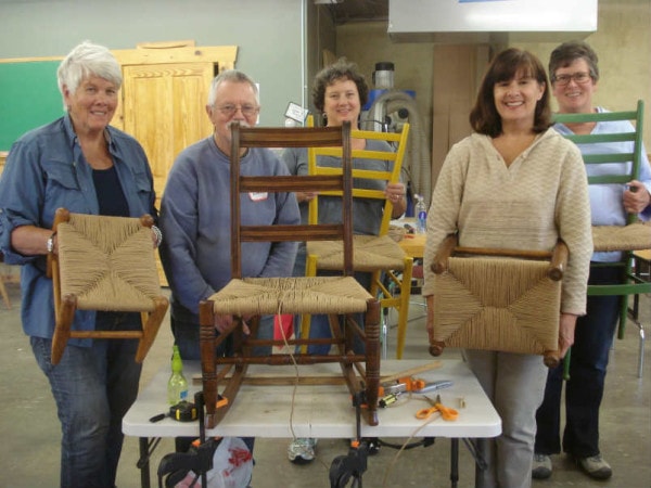 paper rush seat weaving class NH 8-15