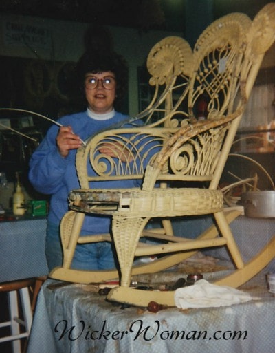 Peters repairing wicker rocker