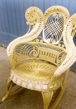 rams horn wicker rocker repaired