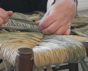 hand-twisted cattail rush seatweaving