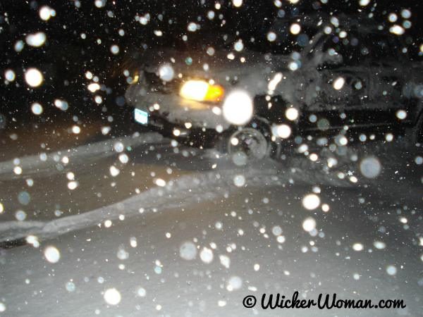 Pickup truck in April 15 snowstorm