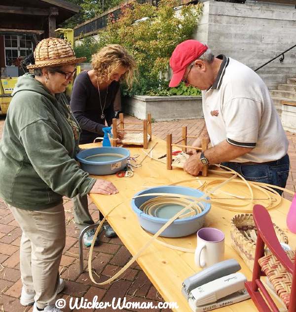 Cathryn Peters teaching splint seat footstool as part of her Artist in Residence at North House Folk School, Grand Marais, MN. 