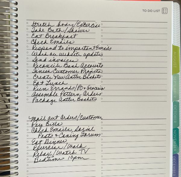 Daily to-do list for business.